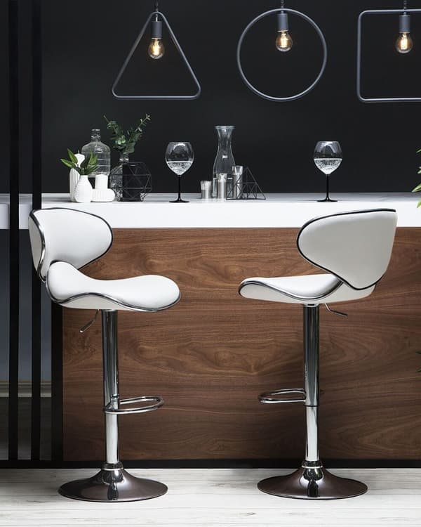 Set med 2 CONWAY barstolar Ecoleather Swivel Vit Lumarko!