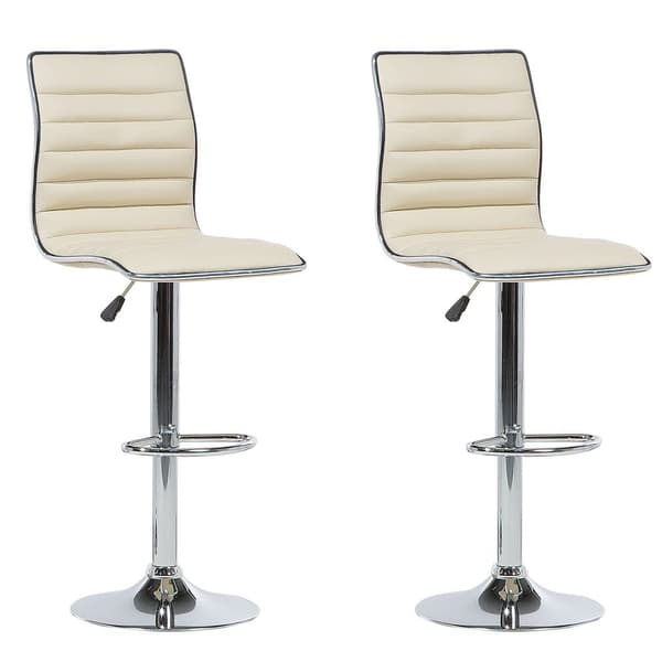 Set med 2 LUCERNE barstolar Ecoleather Swivel Ljusbeige Lumarko!