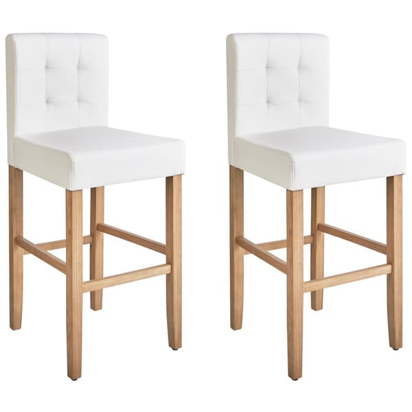 Set med 2 MADISON barstolar i ekoläder, off-white, Lumarko!