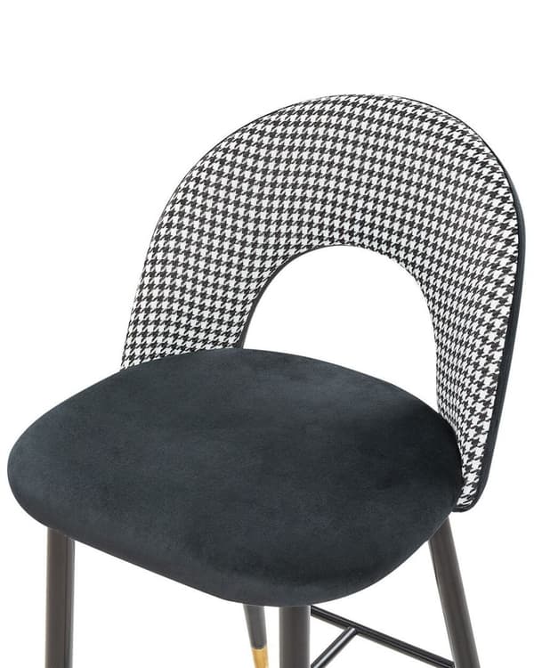 Set med 2 FALTON barstolar i sammet svart/vit Lumarko!