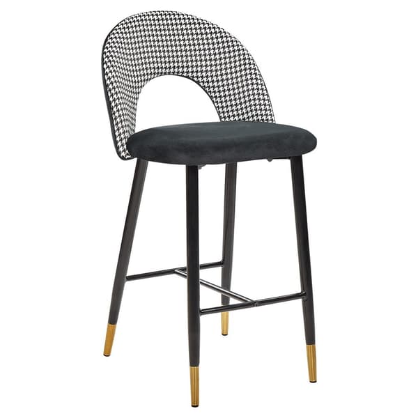 Set med 2 FALTON barstolar i sammet svart/vit Lumarko!