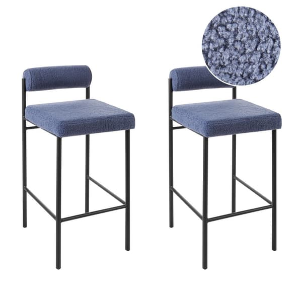 Set med 2 AMAYA Boucle barstolar mörkblå Lumarko!