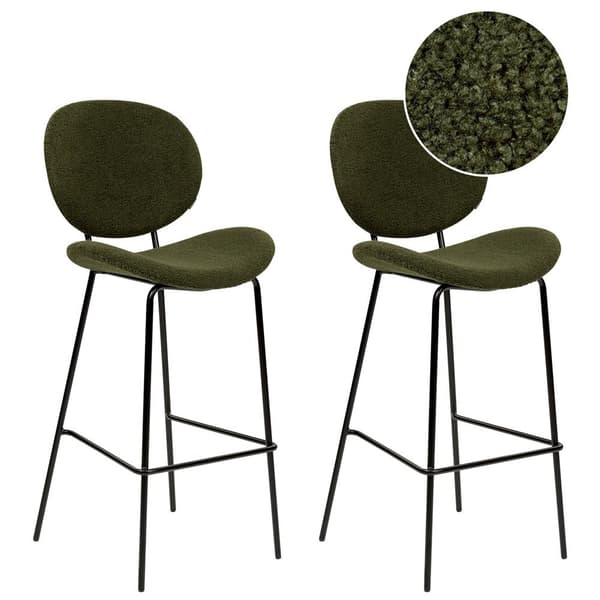 Barstolsset 2 st Bouclé mörkgrön LUANA Lumarko!
