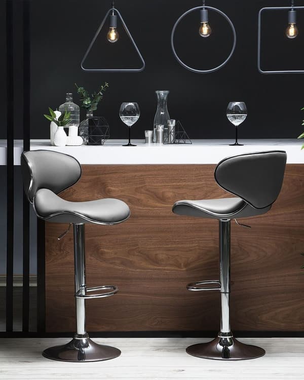 Set med 2 CONWAY barstolar Ecoleather Swivel Grå Lumarko!