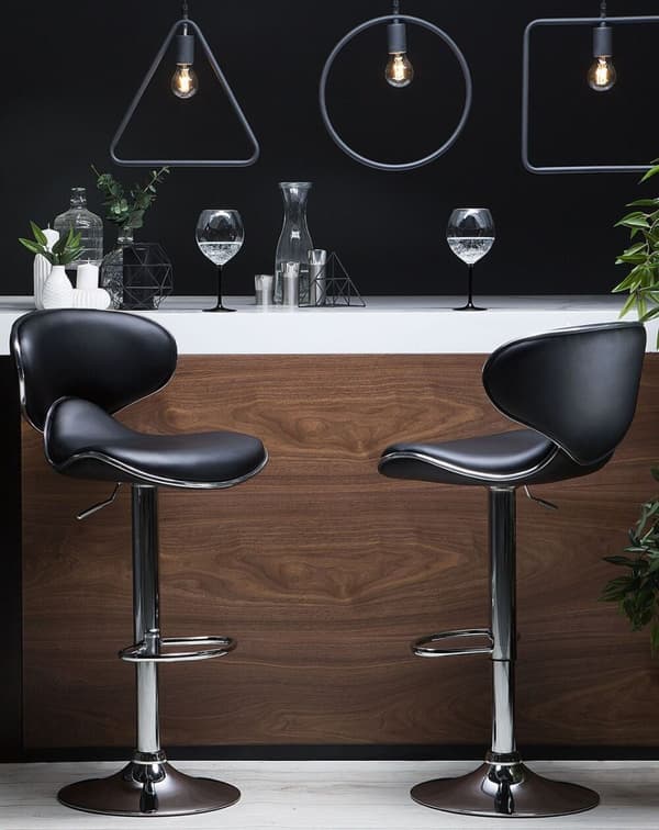 Set med 2 CONWAY barstolar Ecoleather Swivel Svart Lumarko!