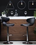 Miniatyrbild 2 av 9: Set med 2 CONWAY barstolar Ecoleather Swivel Svart Lumarko!