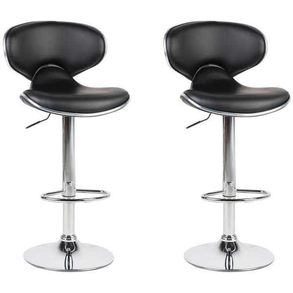 Set med 2 CONWAY barstolar Ecoleather Swivel Svart Lumarko!