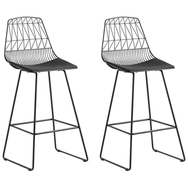 Set med 2 PRESTON barstolar i metall, svart, Lumarko!