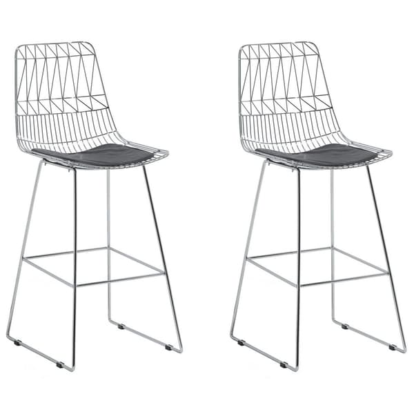 Set med 2 PRESTON metallsilverfärgade Lumarko barstolar!