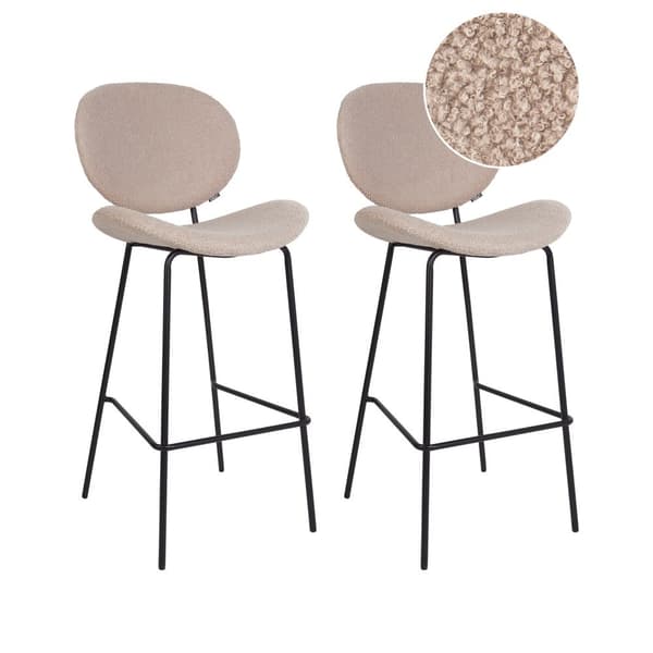 Set med 2 ljusbeige barstolar i bouclé, LUANA Lumarko!