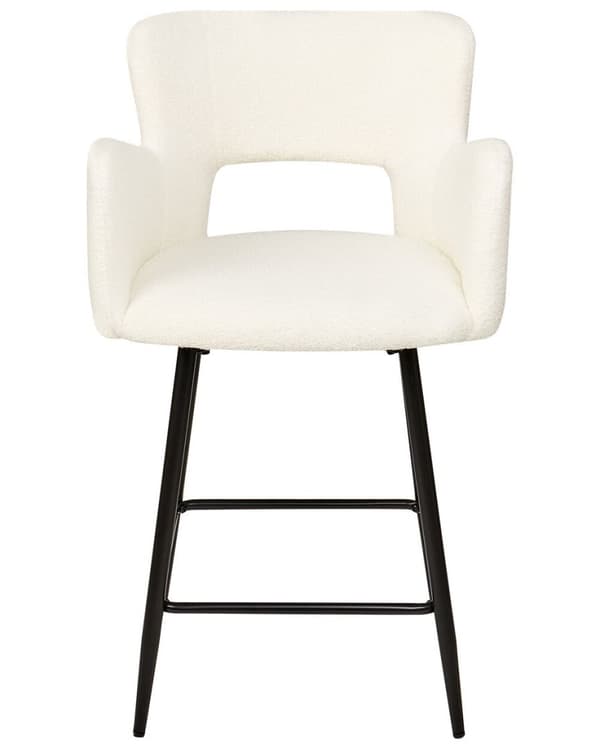 Set med 2 bouclé barstolar vita SANILAC Lumarko!