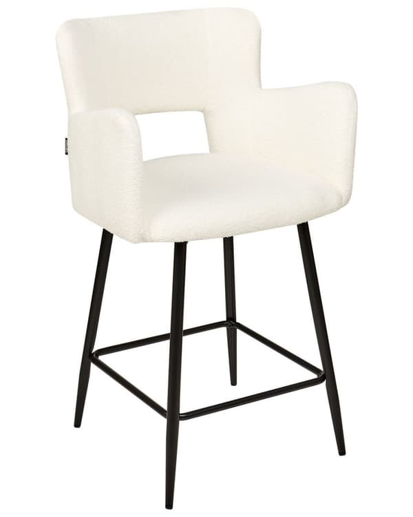 Set med 2 bouclé barstolar vita SANILAC Lumarko!