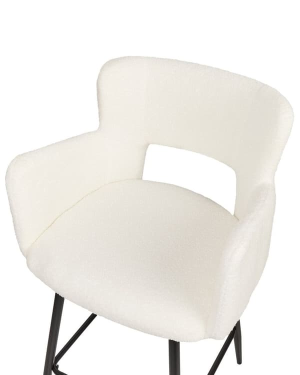 Set med 2 bouclé barstolar vita SANILAC Lumarko!