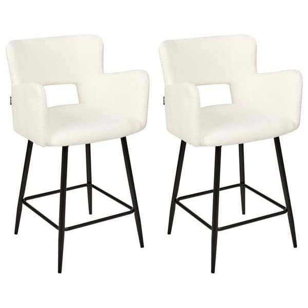 Set med 2 bouclé barstolar vita SANILAC Lumarko!
