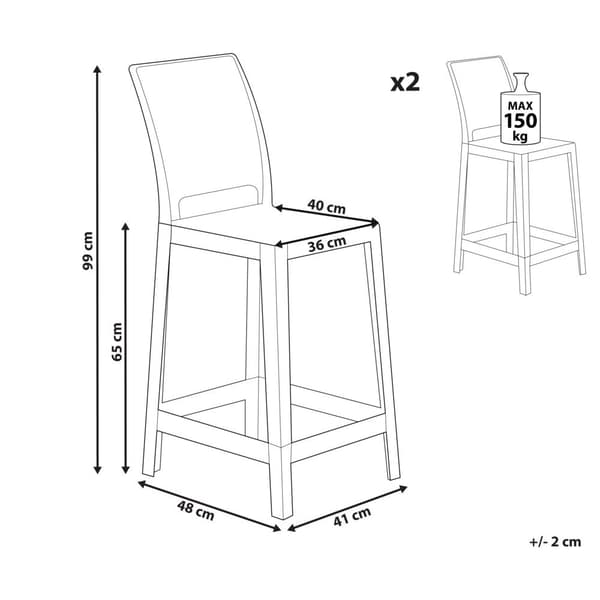 Set med 2 barstolar transparenta svarta WELLINGTON Lumarko!