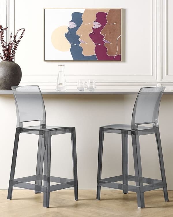Set med 2 barstolar transparenta svarta WELLINGTON Lumarko!