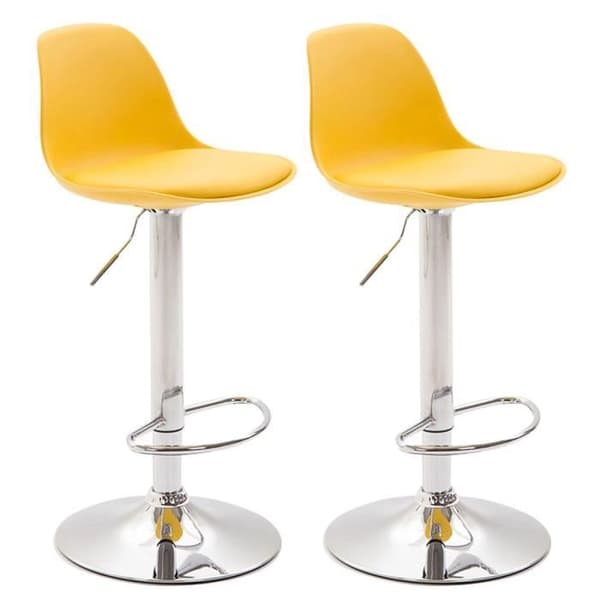 Set med 2 barstolar - CLP - Kiel - Syntetläder - Gul - Chrome
