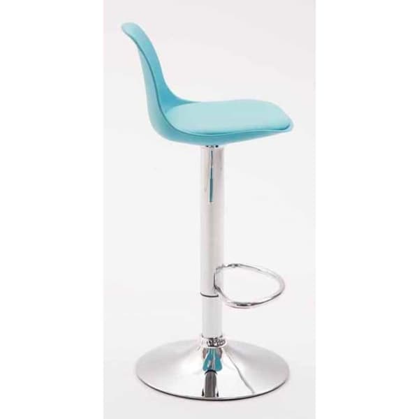 Set med 2 barstolar - CLP - Kiel - Faux - Blue-Chrome - Höjdjusterbar