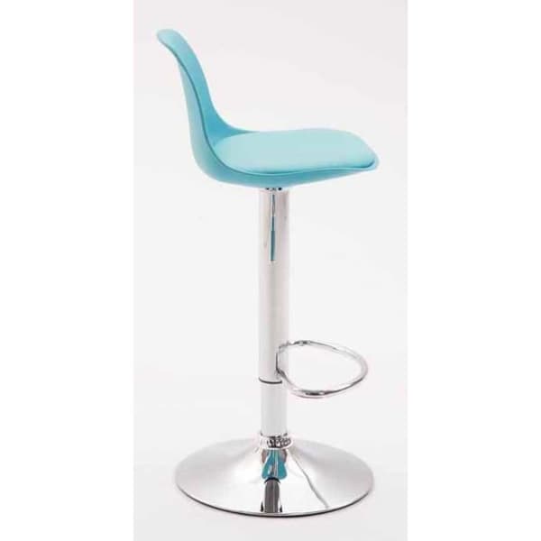 Set med 2 barstolar - CLP - Kiel - Faux - Blue-Chrome - Höjdjusterbar
