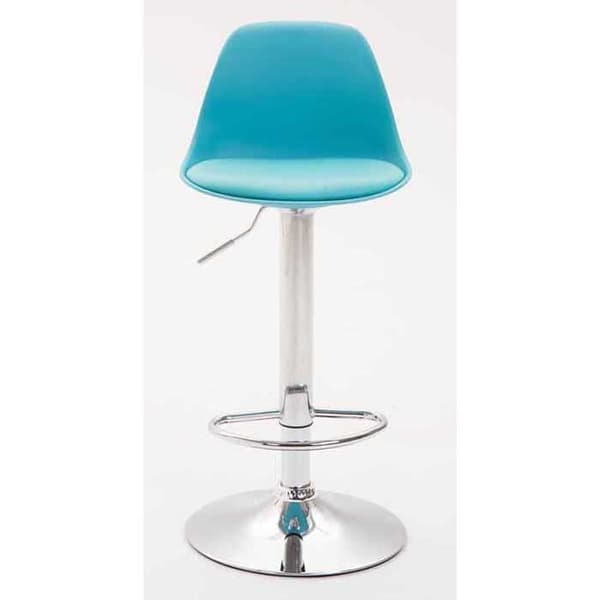 Set med 2 barstolar - CLP - Kiel - Faux - Blue-Chrome - Höjdjusterbar
