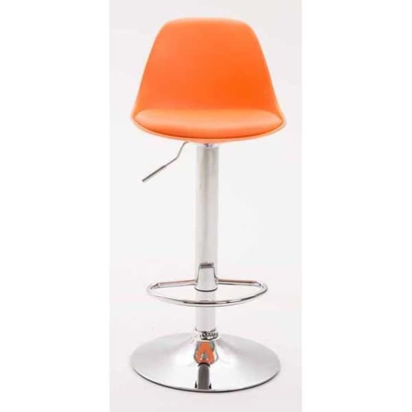 Set med 2 Kiel barstolar i konstläder och plastskal, Orange-Chrome