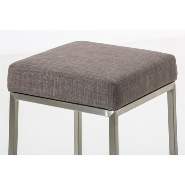 Barstol - CLP - Montréal - Set om 2 - Grått tyg - Höjd 85 cm - Rostfritt stål