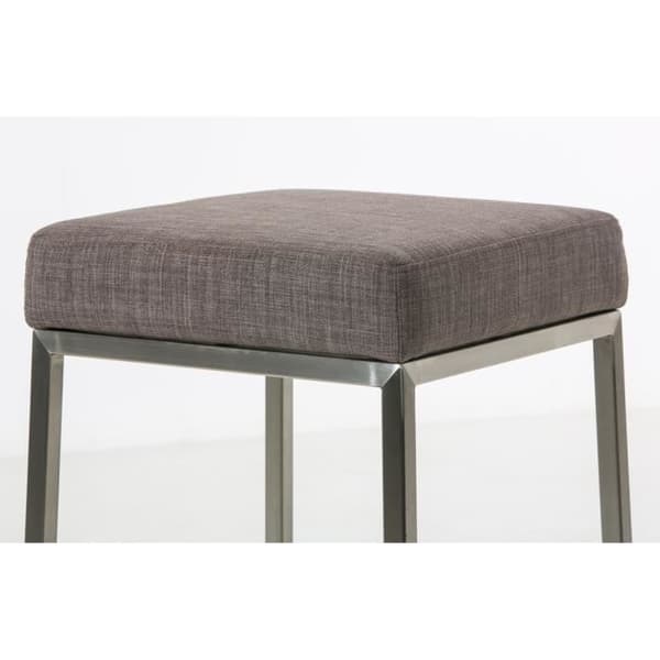 Barstol - CLP - Montréal - Set om 2 - Grått tyg - Höjd 85 cm - Rostfritt stål