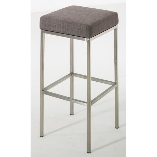 Barstol - CLP - Montréal - Set om 2 - Grått tyg - Höjd 85 cm - Rostfritt stål