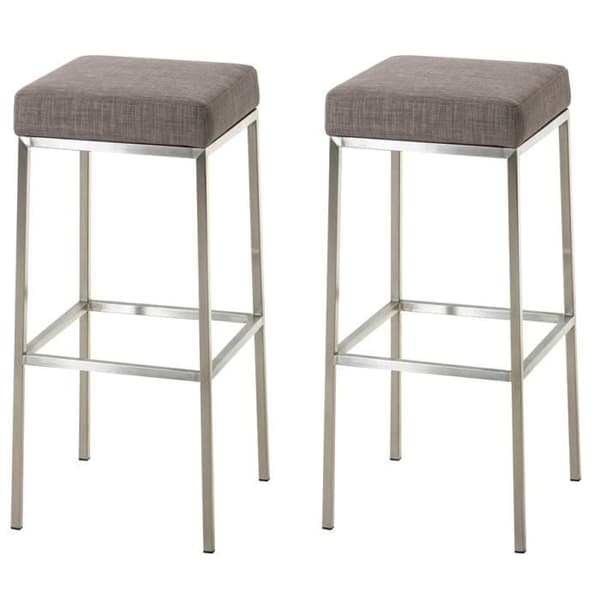 Barstol - CLP - Montréal - Set om 2 - Grått tyg - Höjd 85 cm - Rostfritt stål