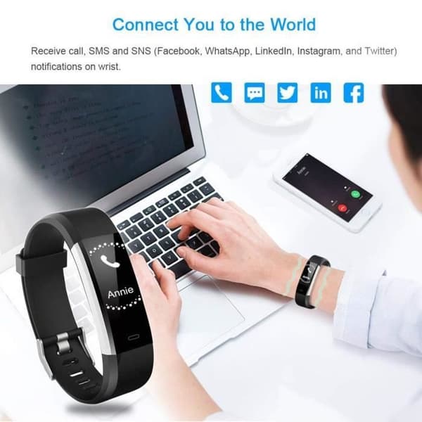 Smartklocka - ID115 - ID115 Smartwatch - Blå - 14 Sportlägen - Pulsmätare