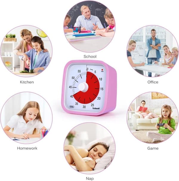 OBOSOE Visuell Timer för Klassrum & Barn - 60 minuter,Justerbar Volym, 10x10 cm