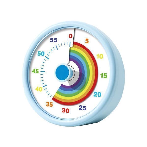 Barnklocka - 60-minuters timer med regnbågsmönster - Tyst drift - Visuell timer