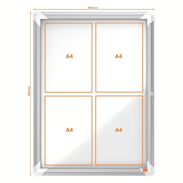 Glasskåp NOBO utomhusbruk magnetisk 4xA4