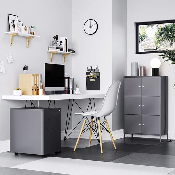 Förvaringsskåp Metall 6 dörrar Grå 65 x 36 x 105,2 cm - Kontorsskåp 3 våningar