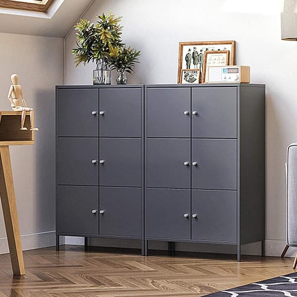 Förvaringsskåp Metall 6 dörrar Grå 65 x 36 x 105,2 cm - Kontorsskåp 3 våningar