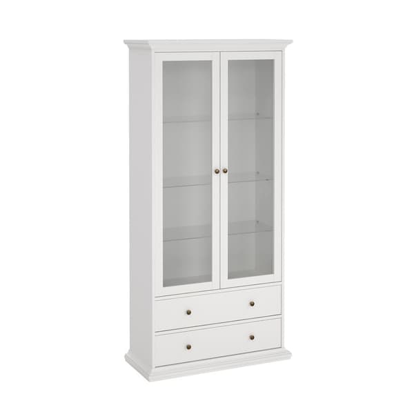 Venedig 2-dørs vitrineskab med 2 skuffer, bredde 97 cm, højde 201 cm hvid.