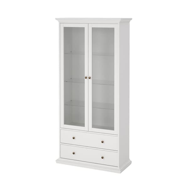 Venedig 2-dørs vitrineskab med 2 skuffer, bredde 97 cm, højde 201 cm hvid.