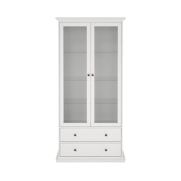 Venedig 2-dørs vitrineskab med 2 skuffer, bredde 97 cm, højde 201 cm hvid.