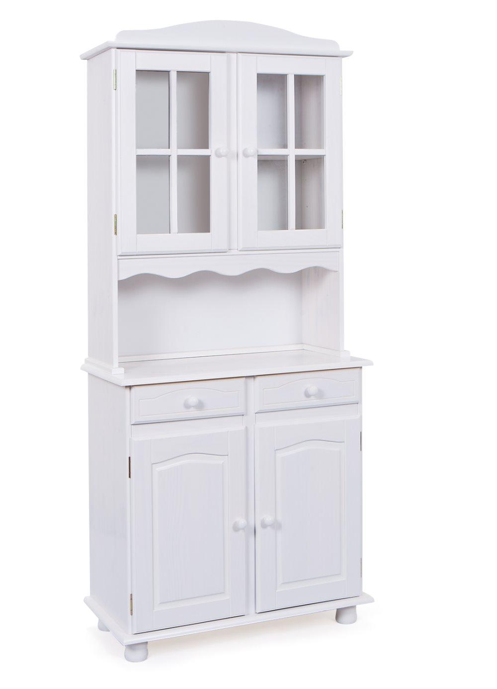 Valux vitrinskåp 2 dörrar, 2 glasdörrar, 2 lådor vit.