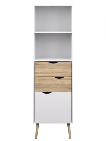 Napoli bokhylla med 2 lådor, 1 dörr och 2 hyllor vit/ek.