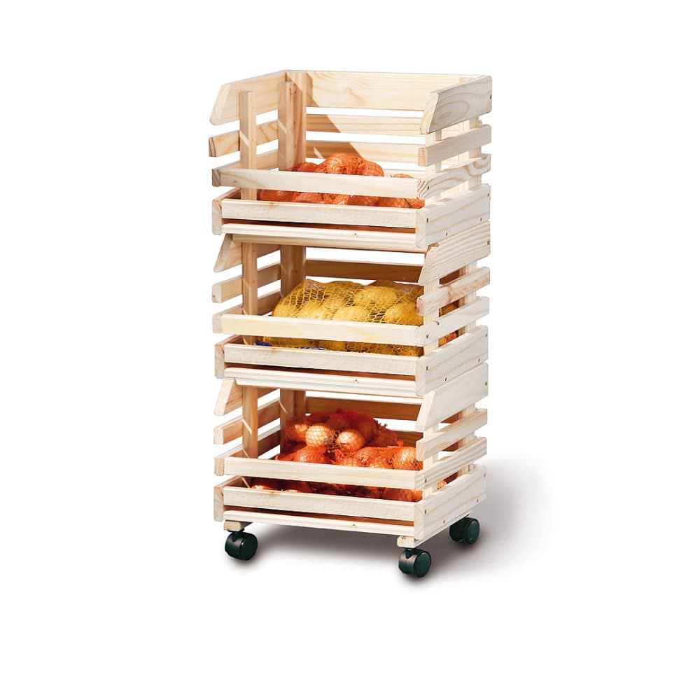 Frula bokhylla förvaring för frukt och grönsaker, 3 lådor natur.