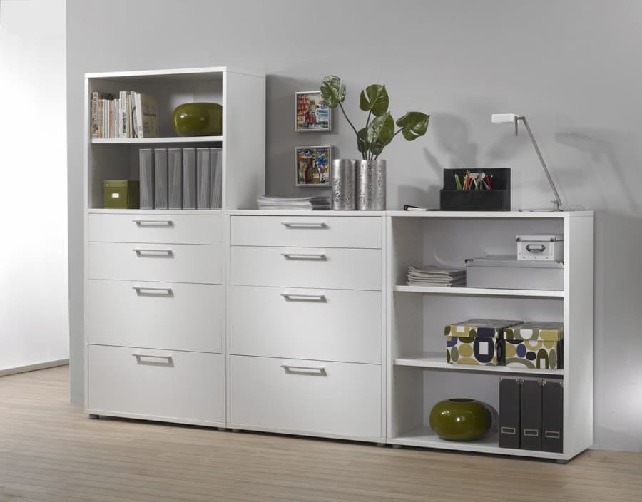 Prisme dokumentförvaring 3 hyllor, 8 lådor vit.