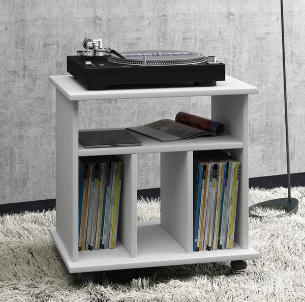 Retal reol, retro til LP plader 4 hylder, hvid.