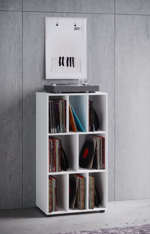 Schaltino reol, retro til LP plader 8 rum, hvid.