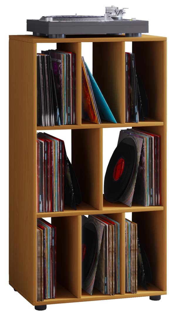 Schaltino reol, retro til LP plader 8 rum, bøg dekor.