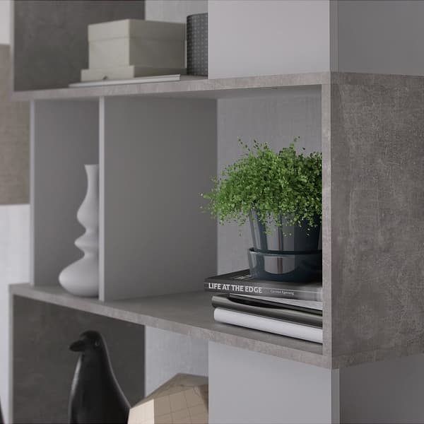 Magda reol bogreol med 5 hylder beton dekor/hvid.
