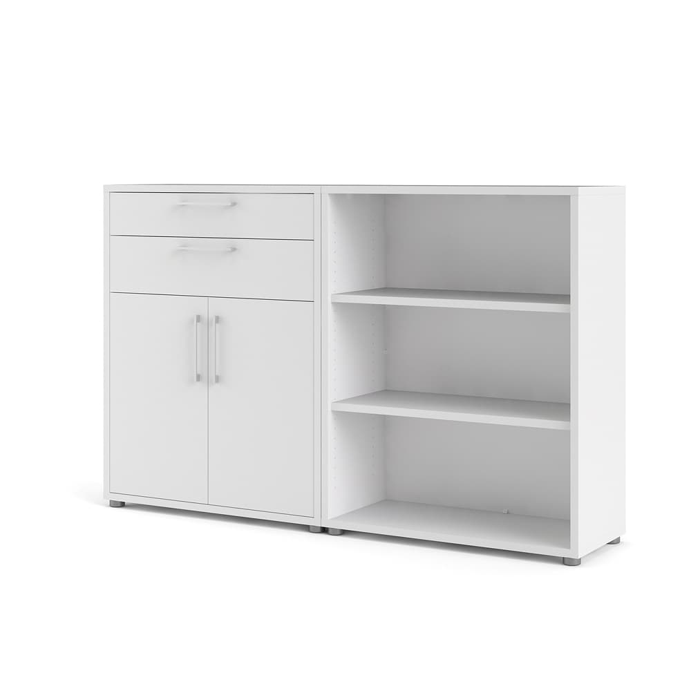 Prisme kontorshylla 2 lådor, 2 dörrar och 3 fack, vit