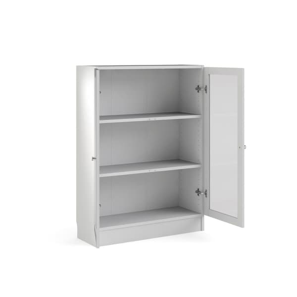Base reol 2 glaslåger hvid.