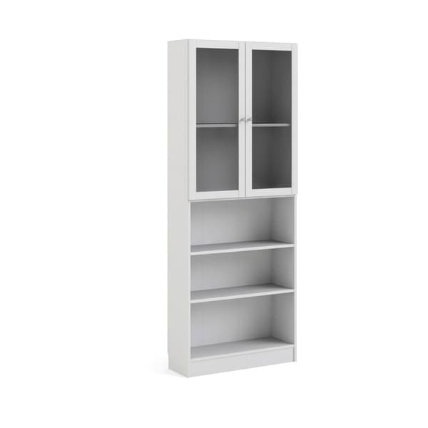 Base reol 2 glaslåger og 2 hylder hvid.