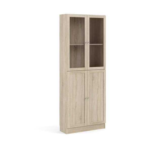 Base reol 2 glaslåger og 2 låger eg struktur dekor.